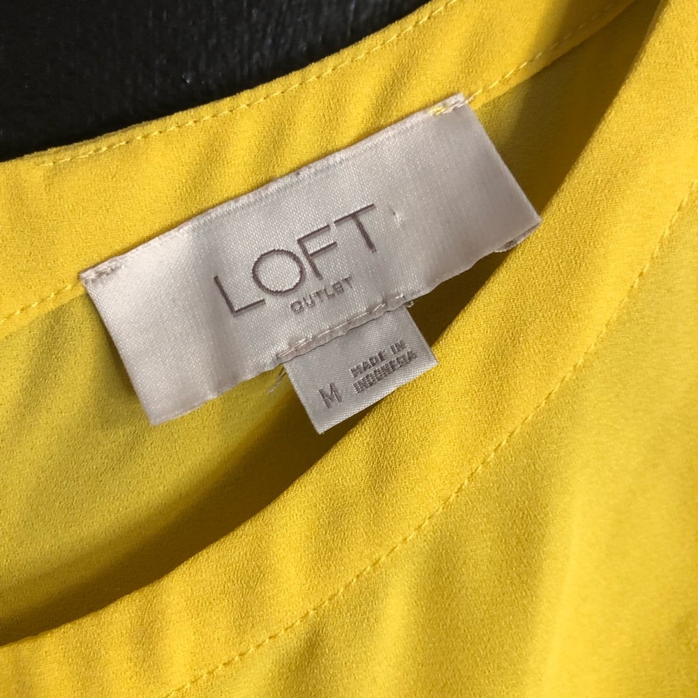 LOFT Mustard Yellow Ruffle Sleeve Top - Picture 3 of 4